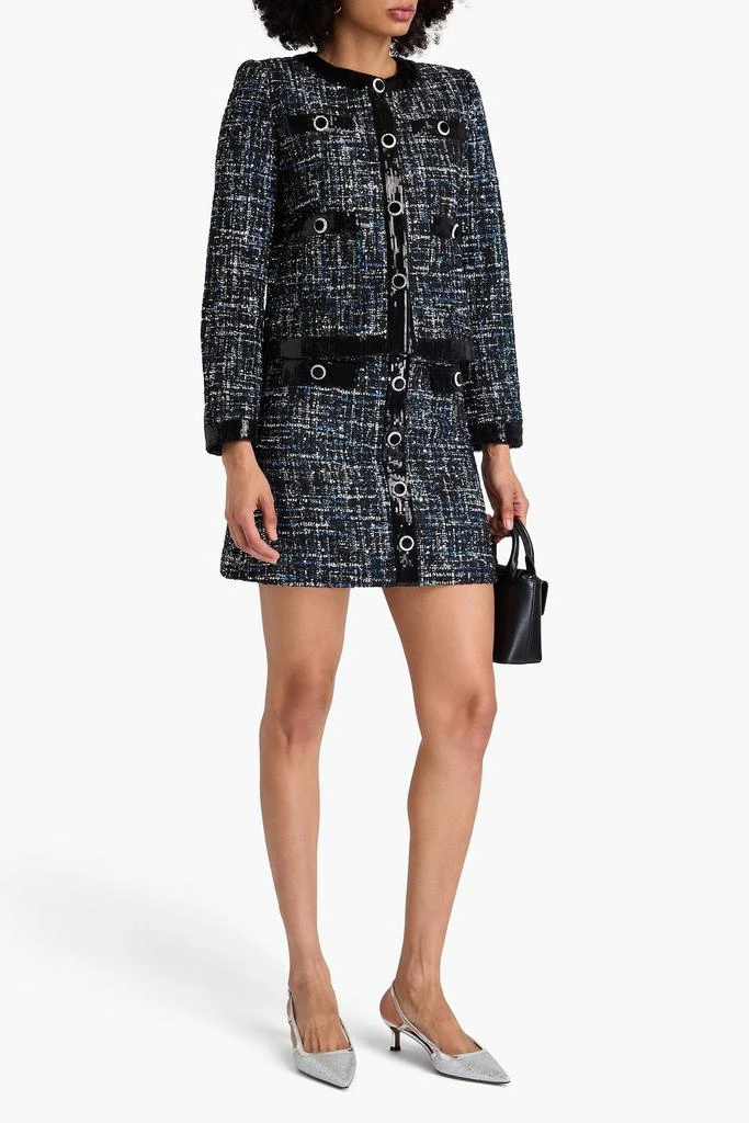 REBECCA VALLANCE Jacques embellished metallic tweed mini skirt 2