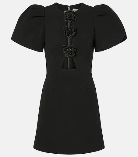 REBECCA VALLANCE Aubree floral-appliqué crêpe minidress 1