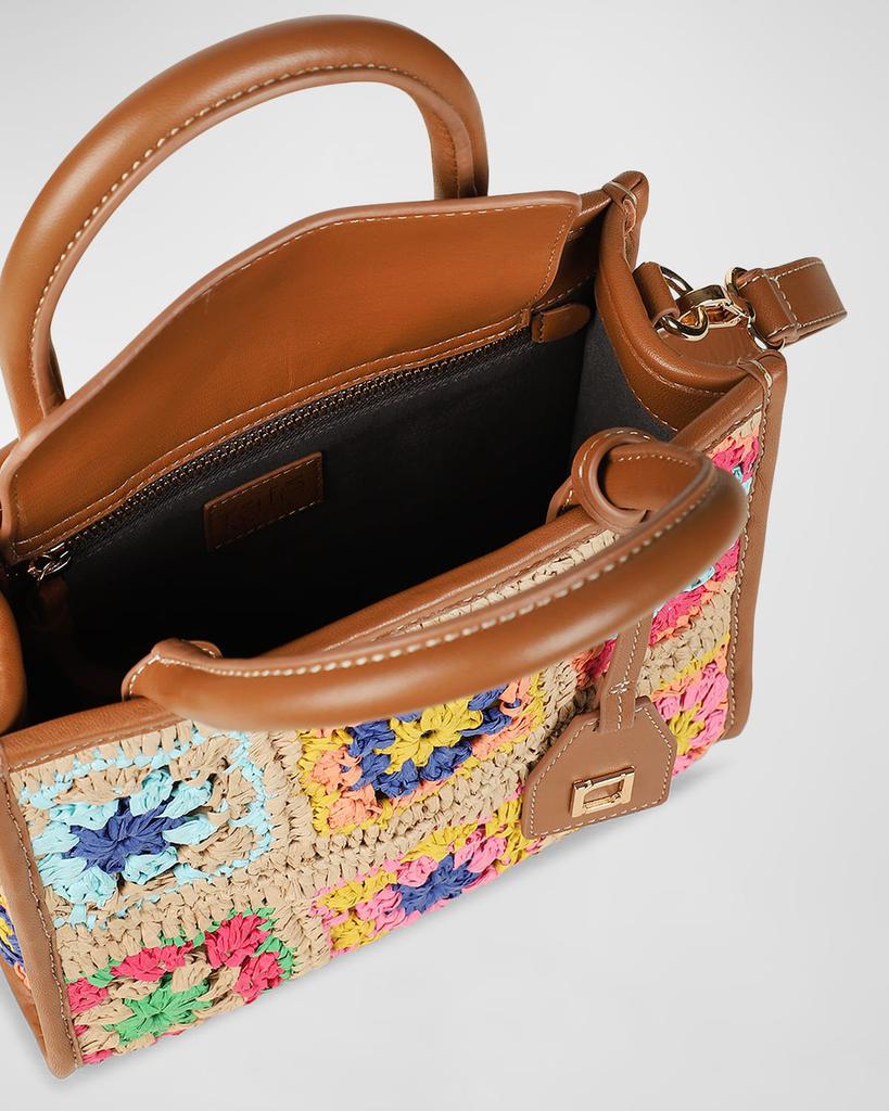 Rafe Ayesha Floral Crochet Raffia Tote Bag