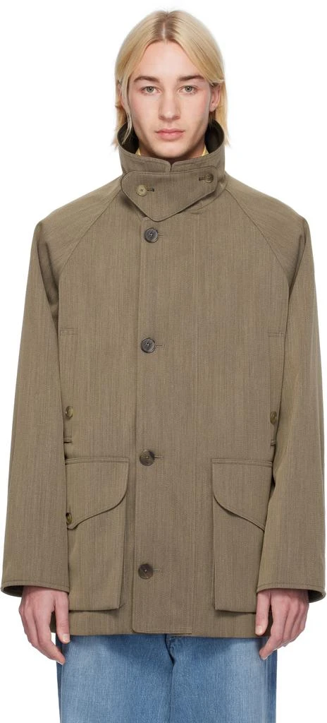 AURALEE Brown Wool Cavalry Twill Laminate Hunting Jacket 1