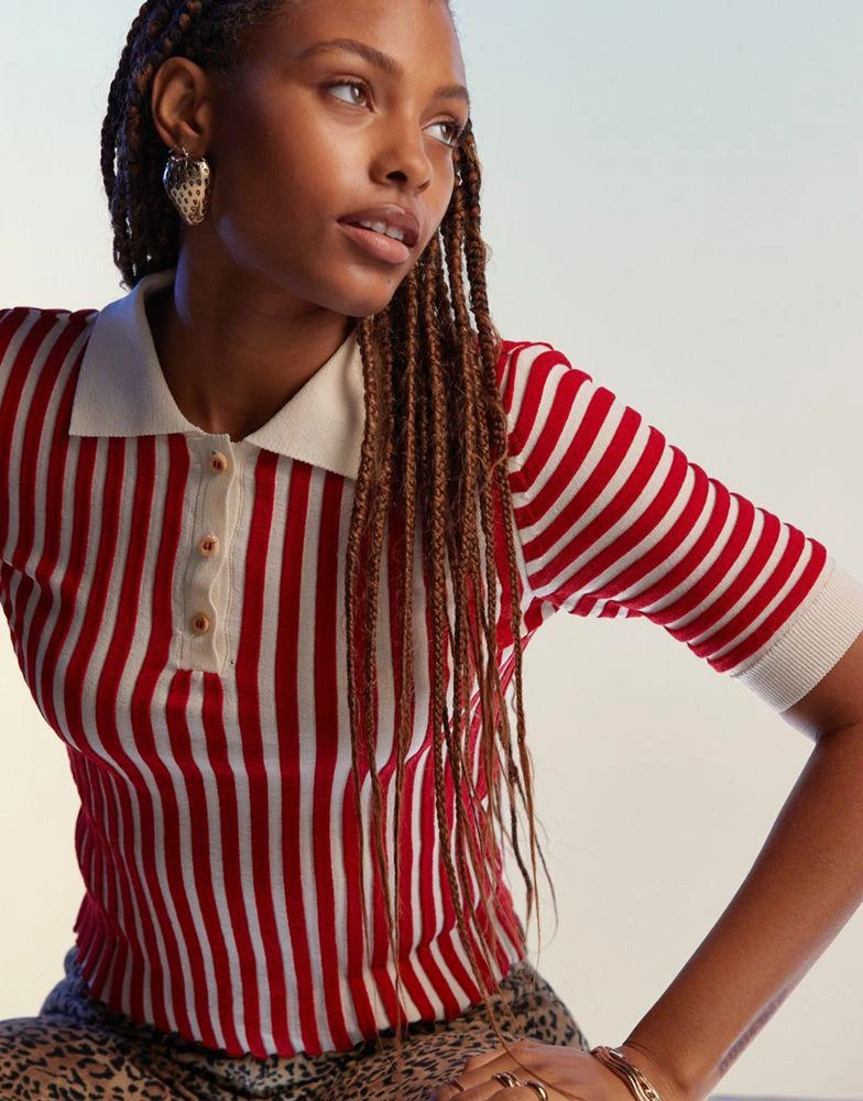 Mango stripe knitted polo in red and white – On Sale Now with Up