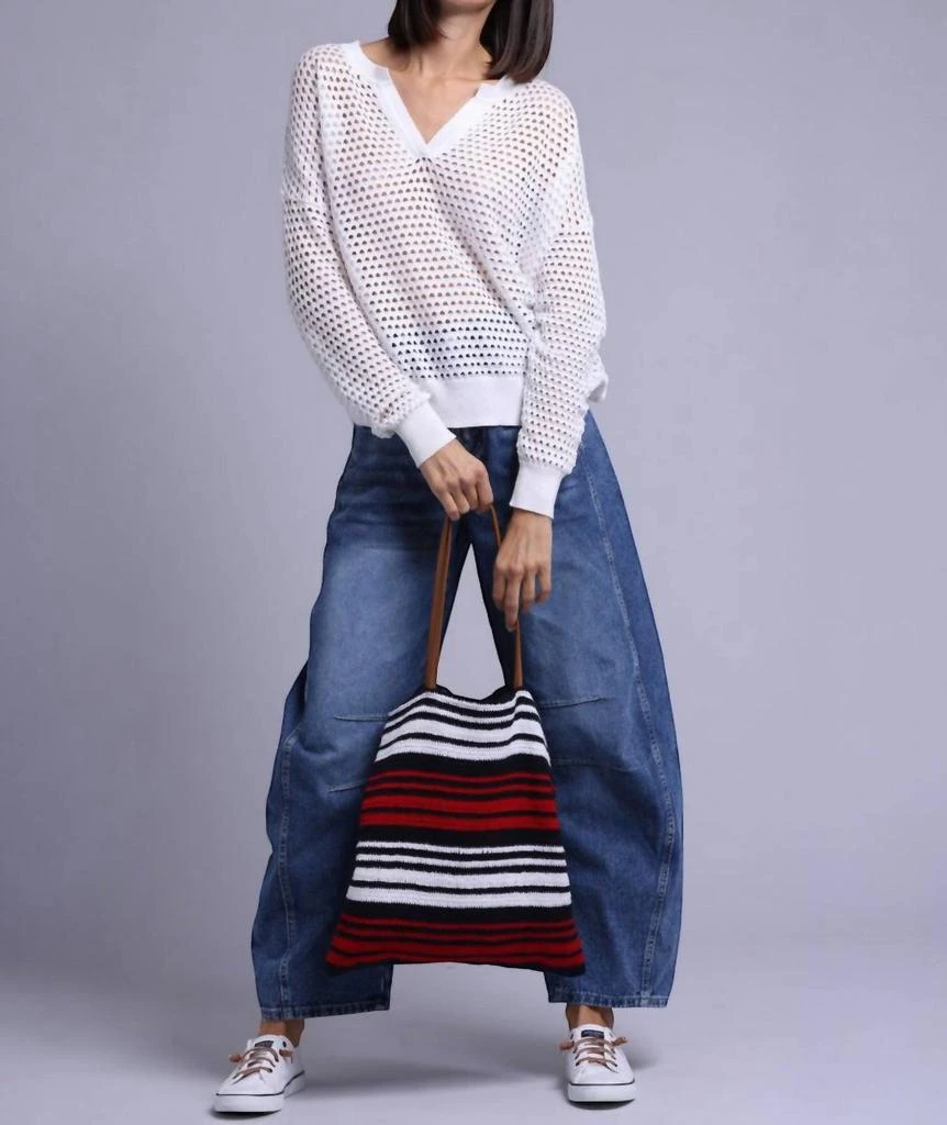 Minnie Rose Minnie Rose - Plaited Mesh Split Neck Top 3