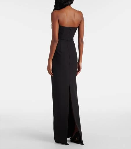 ROLAND MOURET Floral-appliqué draped crêpe gown 3
