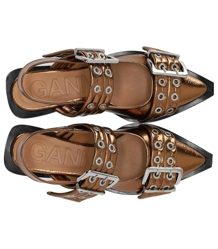 Ganni Ganni Bronze Slingback Ballet Flat Shoe With Buckles 5