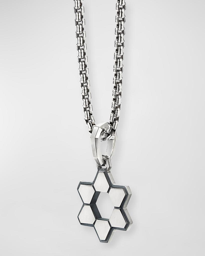 David Yurman Men's Deco Star of David Pendant with Diamonds in Silver, 24mm