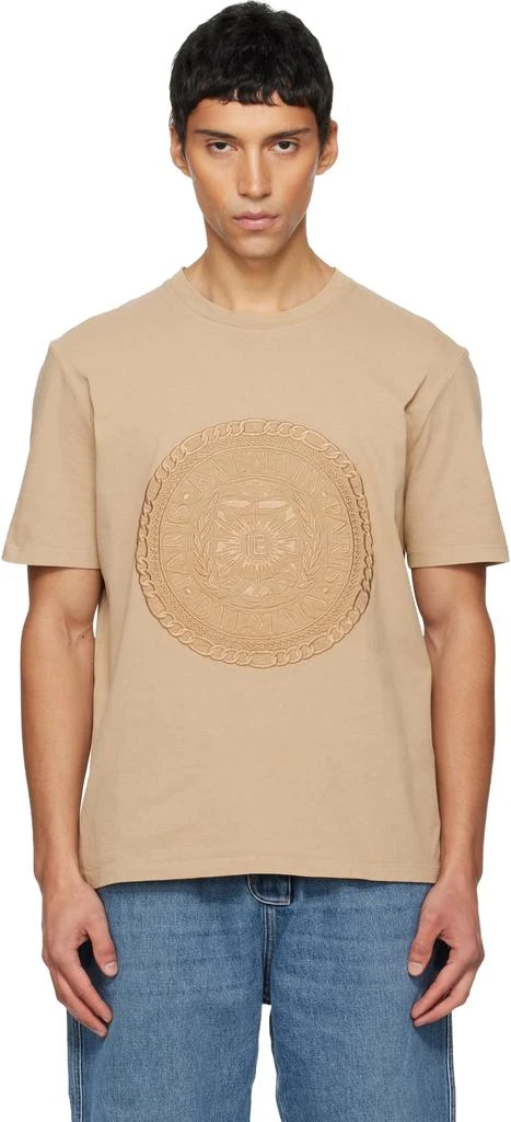 Balmain Beige Embroidered 
Balmain
 Médaille T-shirt 1