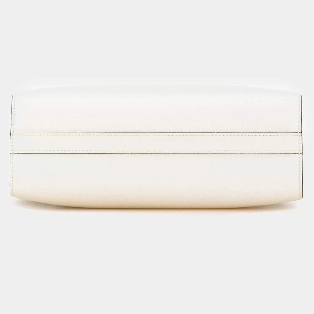 Prada Prada White Saffiano Leather Zippered Tote Bag 4