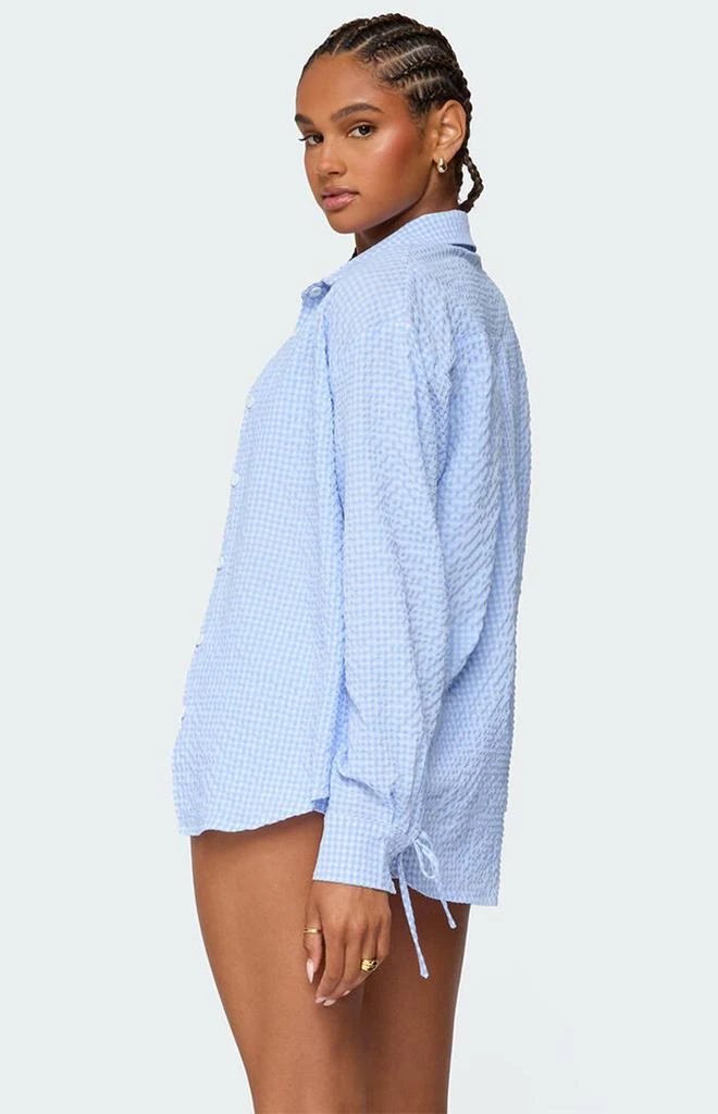 Edikted Lira Oversized Gingham Button Up Shirt 4