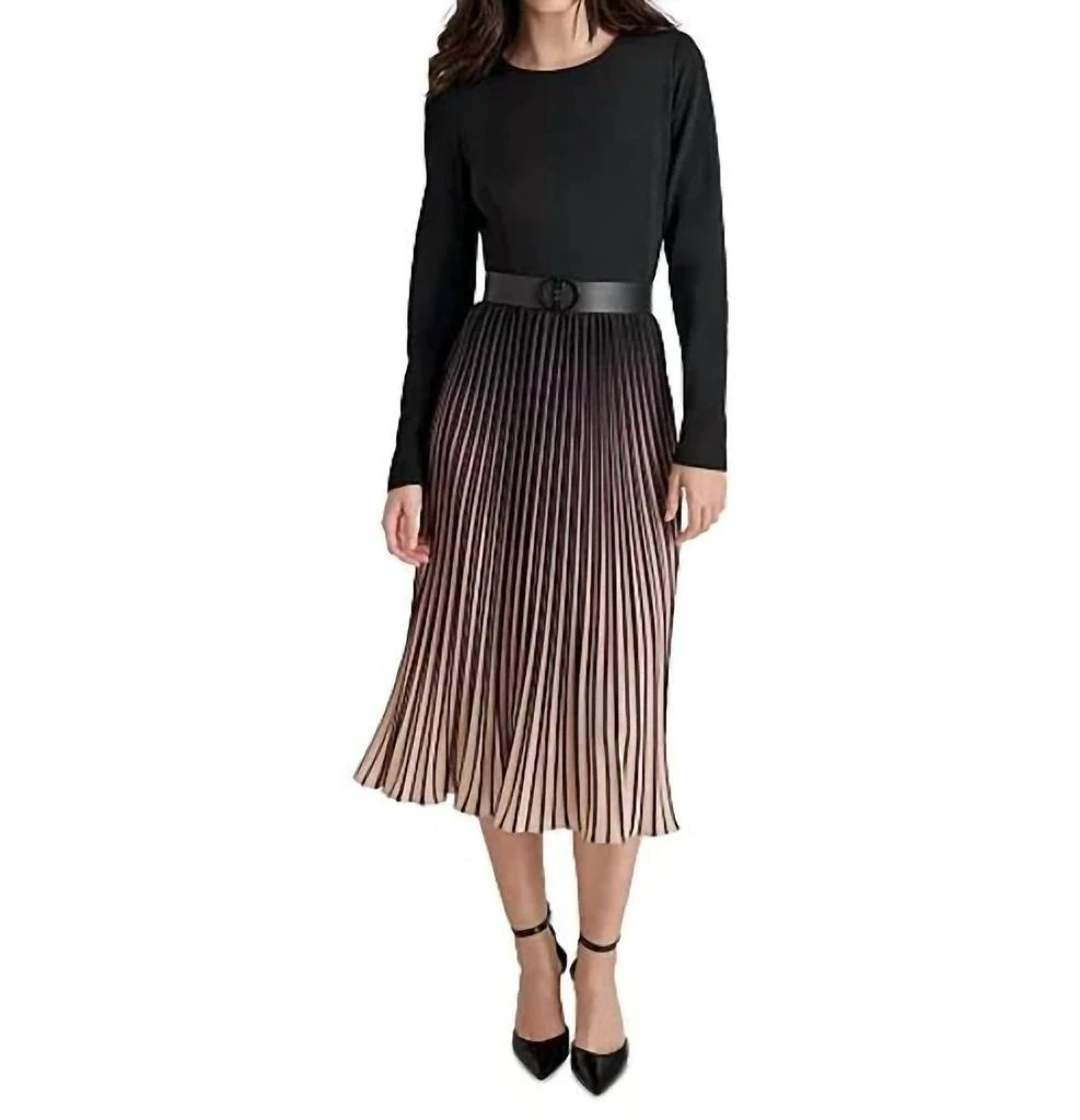 Dkny - Belted Ombr Long-sleeve Dress  On Sale Now with Up to 48% Off |  Discover Exclusive Deals & Savings at BeyondStyle  Authentic DKNY women >  dresses > long sleeve|dkny-belted-ombre-long-sleeve-dress -in-black-multi|black|clothing|dresses|long ...