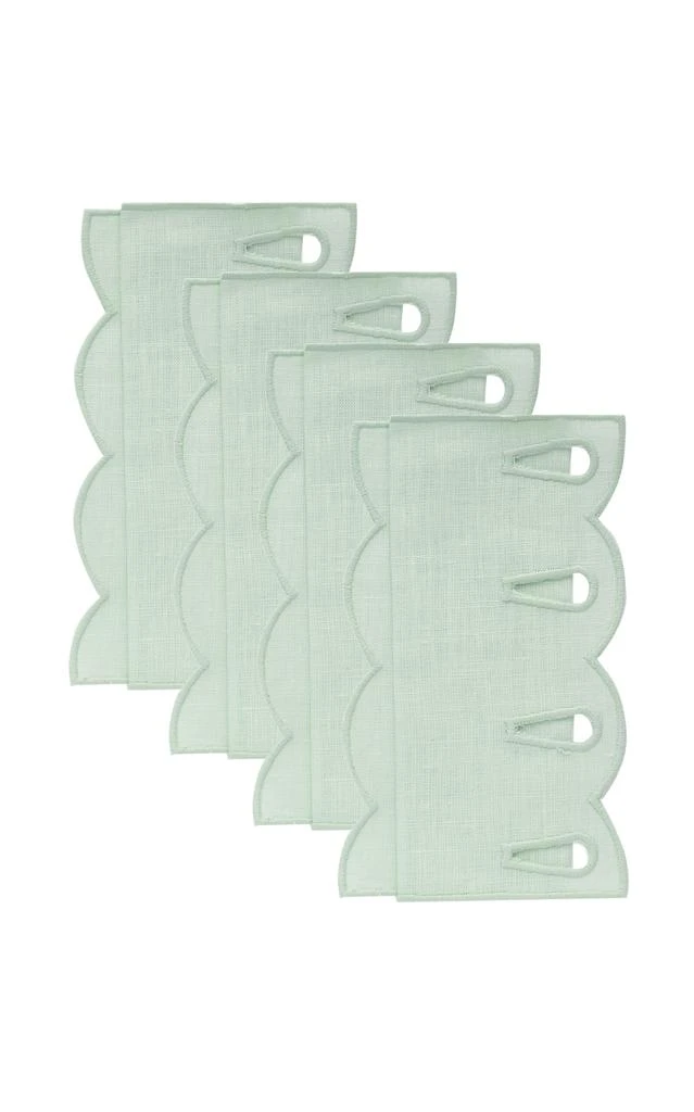 MoDA Moda Domus - Set-of-Four Handcrafted Linen Cocktail Napkins - Green - Moda Operandi 1