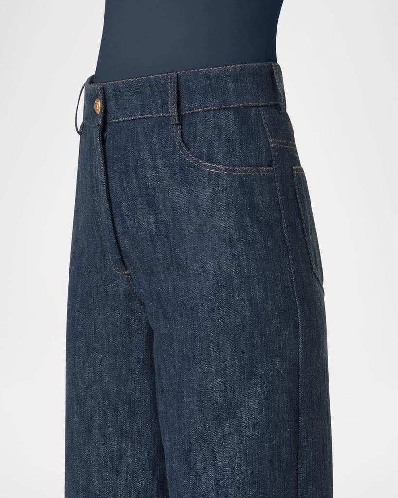 Akris Cooper Cotton-Wool Denim Wide-Leg Pants 5