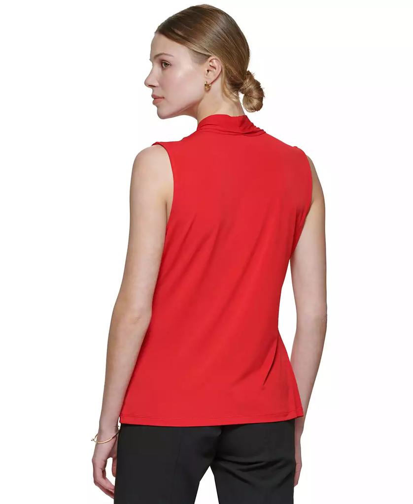 売れ筋商品|||カルバンクライン カットソー トップス レディース Women's Sleeveless Collared V-Neck Top Light Sky Calvin Klein Gathered V-Neck Sleeveless Top - Shirts