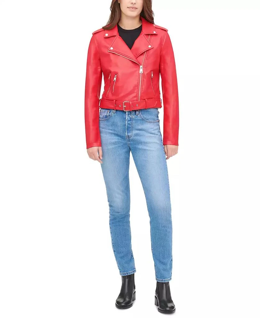 Levi's Women's Faux-Leather Belted Hem Moto Jacket 9