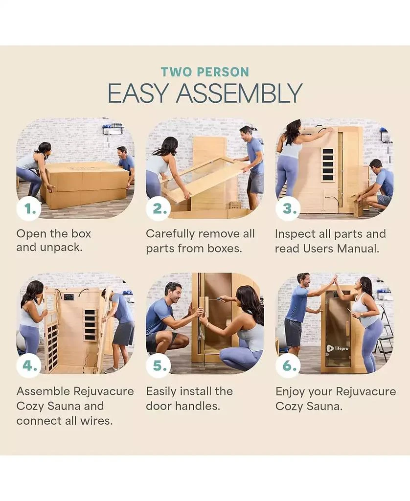 LifePro RejuvaCure Far Infrared Sauna with Red Light, Bluetooth 
Chromotherapy – 1-Person Indoor Home Sauna Box with 7 Carbon Heaters 
Canadian Hemlock for Relaxation 
Wellness 4