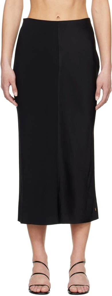 AMI Black Straight Midi Skirt