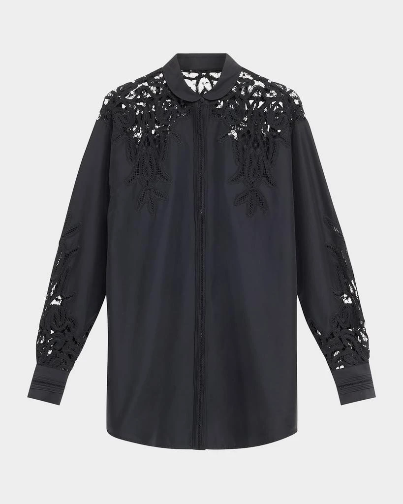 Ulla Johnson Harden Openwork Embroidery Cotton and Silk Tunic Shirt 1