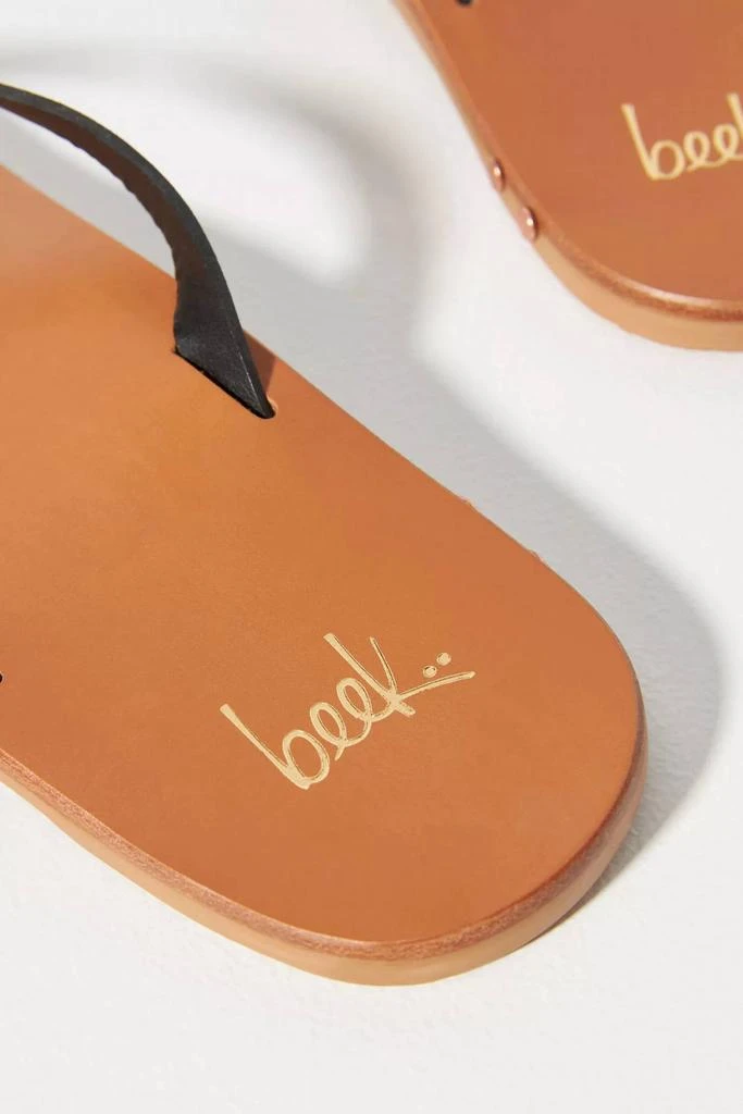 beek Women's Seabird Thong Sandal In Black/tan 4