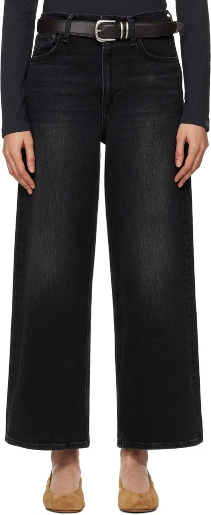 Rag & Bone Black 'The Andi' High-Rise Ankle Wide Leg Jeans 1