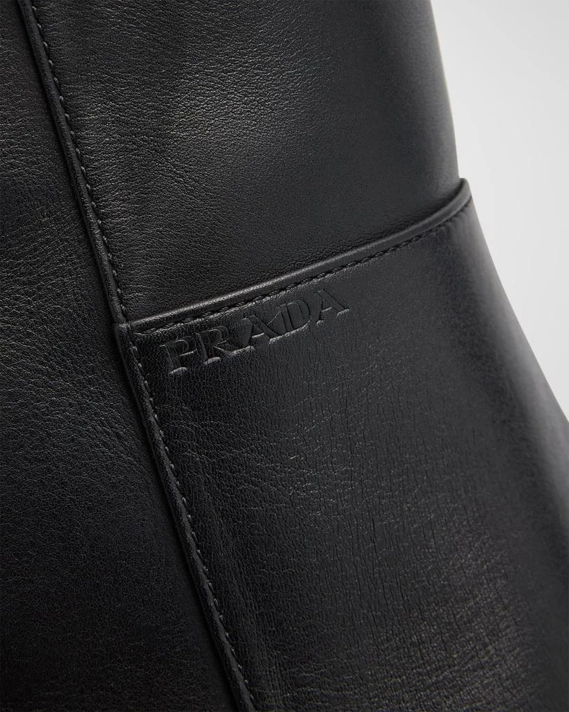 Prada Leather Square-Toe Tall Moto Boots 5