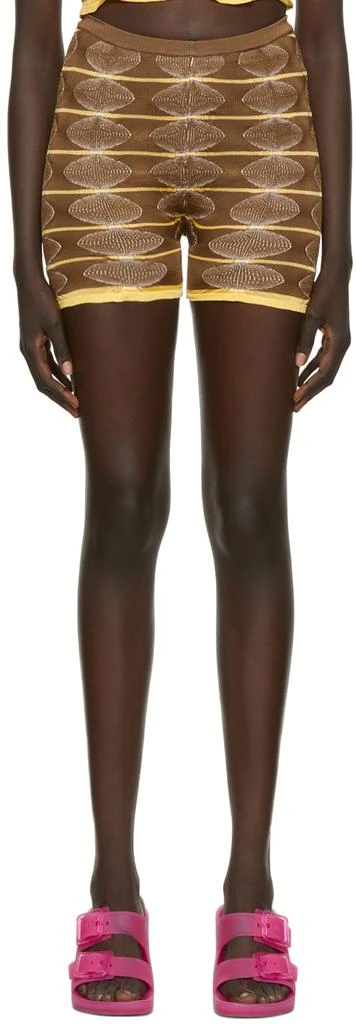 Gimaguas SSENSE Exclusive Brown & Yellow Jersey Shorts 1
