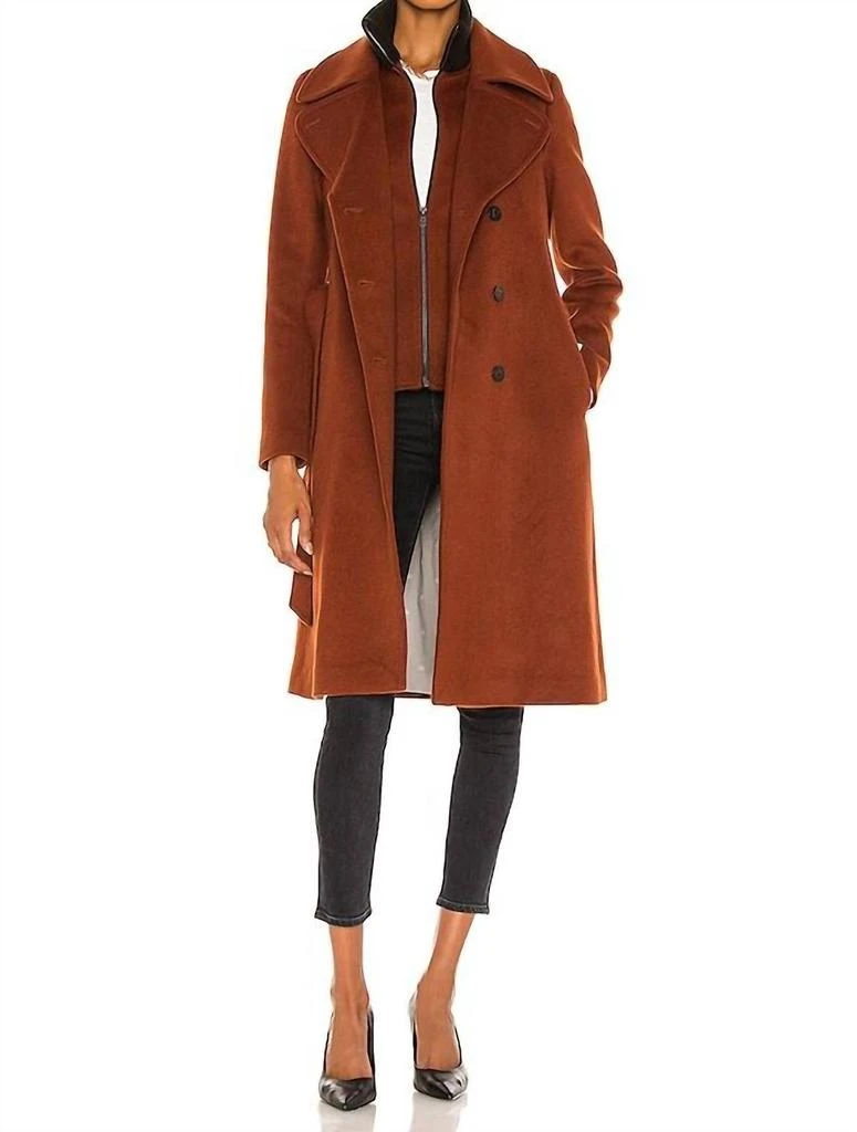 Soia & Kyo Damara Wool Coat In Rust 1
