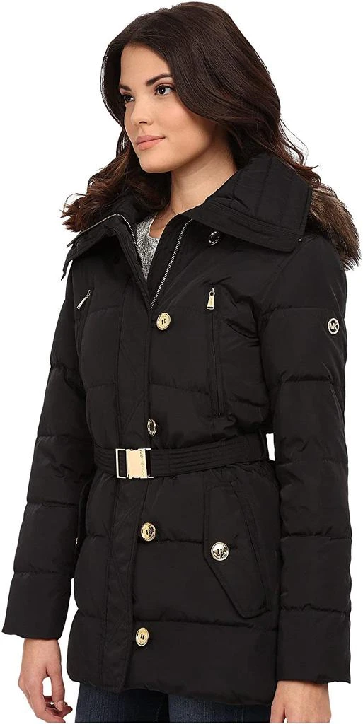 MICHAEL Michael Kors Michael Kors Fur Trim Hooded Down Coat-Black 1