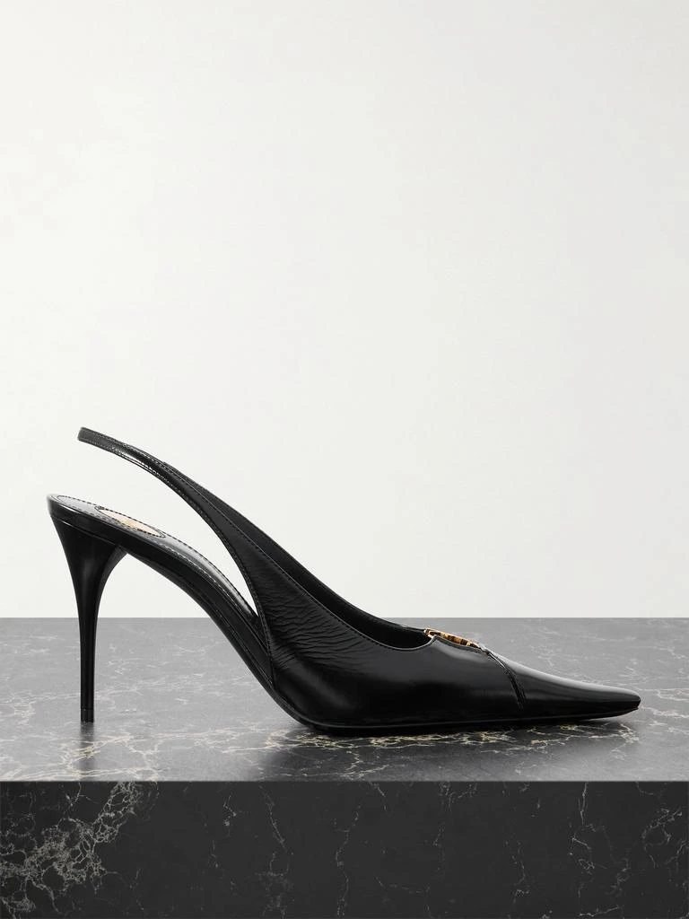 Yves Saint Laurent Babylone 挖剪皮革露跟高跟鞋 1
