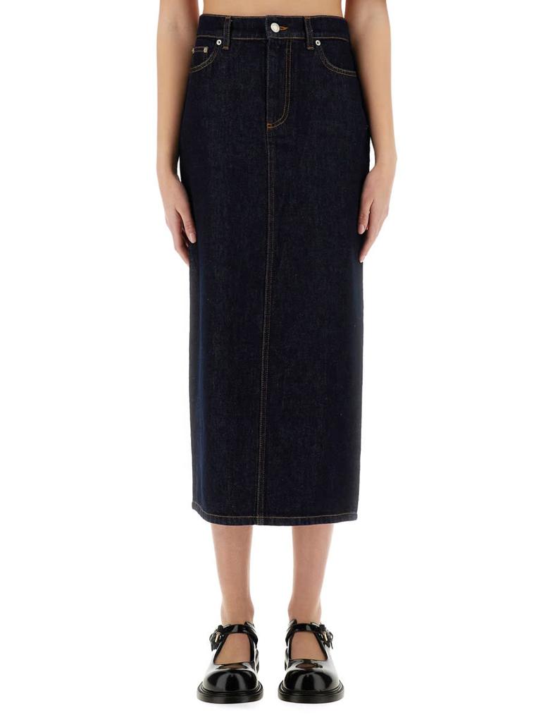 【送料&関税込】Moschino Long Denim Skirt Moschino Classic High-Waisted Long Denim Skirt - Dresses