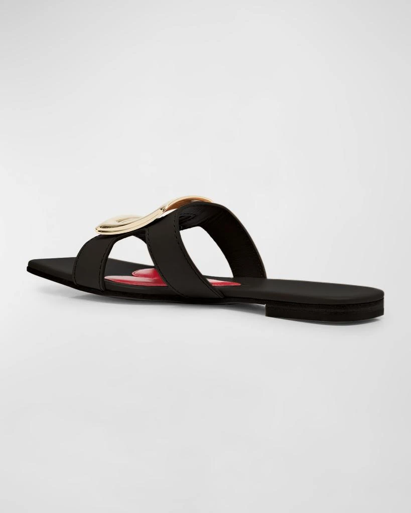 Roger Vivier Leather Buckle Flat Slide Sandals 3