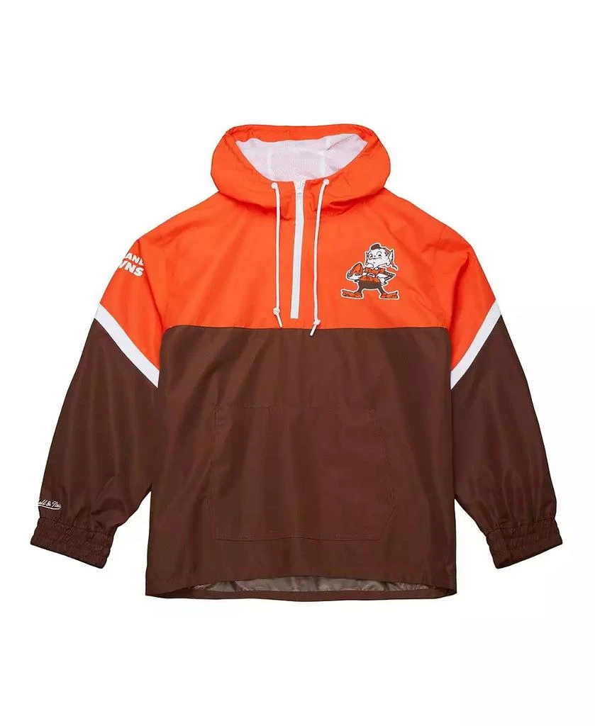 Mitchell & Ness Men's Orange/Brown Cleveland Browns Tie Breaker Vintage Logo Lightweight Anorak Half-zip Windbreaker 4