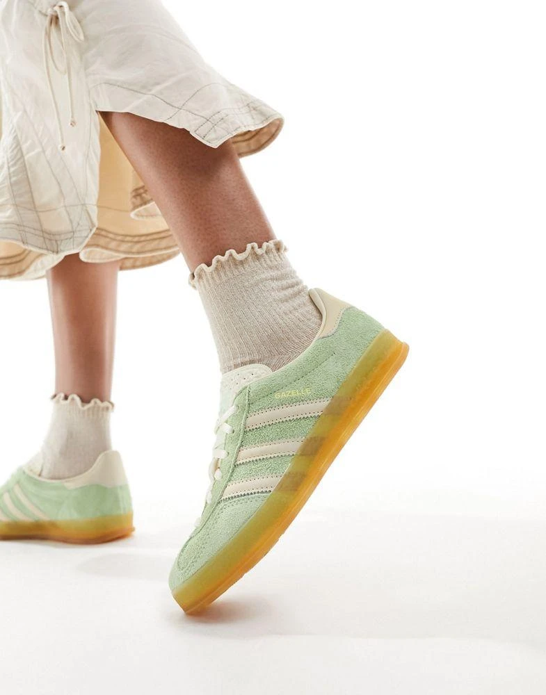 adidas Originals adidas Originals Gazelle Indoor trainers in lime green and yellow 1