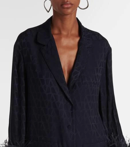 Valentino Toile Iconographe feather-trimmed silk shirt 4