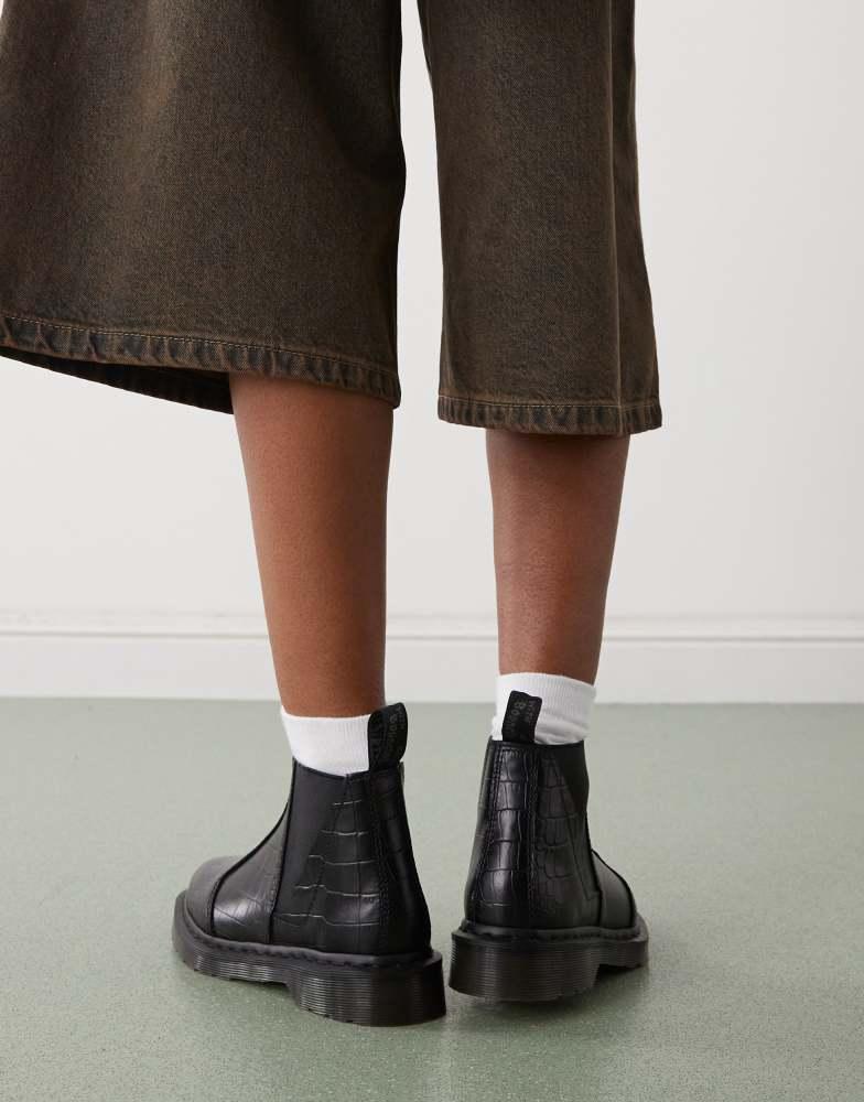 Shop Dr Martens II Bianca Croco Chelsea boot in black on Sale at