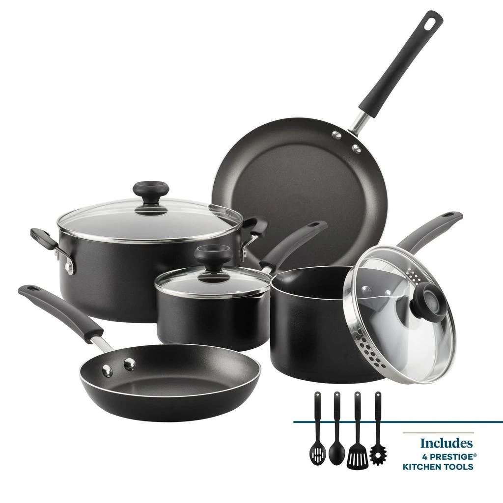 ERUULE Easy Clean 12 Pcs Nonstick Cookware Set with Cooking Tools, Dishwasher Safe, Black