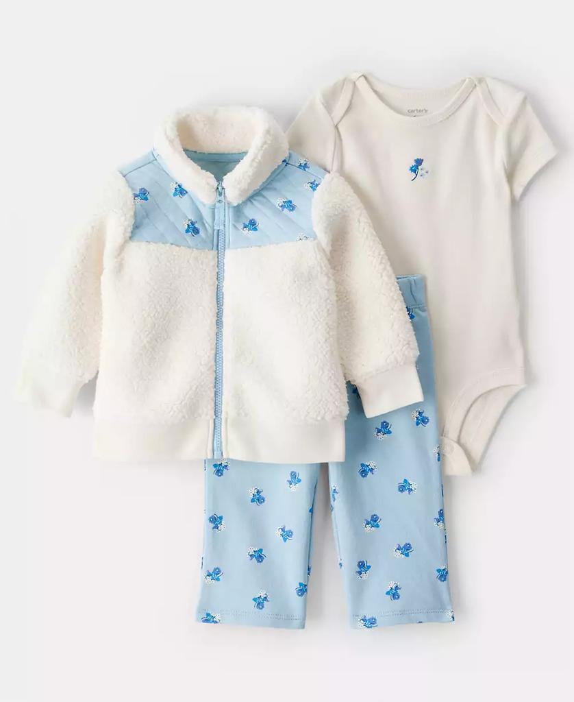 Carter's Baby Girls' Floral Cardigan, Bodysuit and Pants, 3-Piece Set