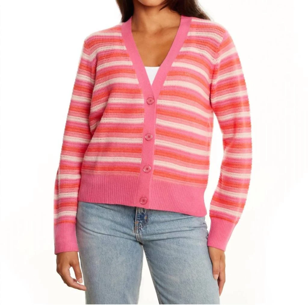 &Isla &Isla - Posey Open Stitch Stripe V-cardigan