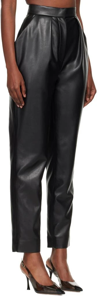 Balmain Black High-Waisted Faux-Leather Trousers 2