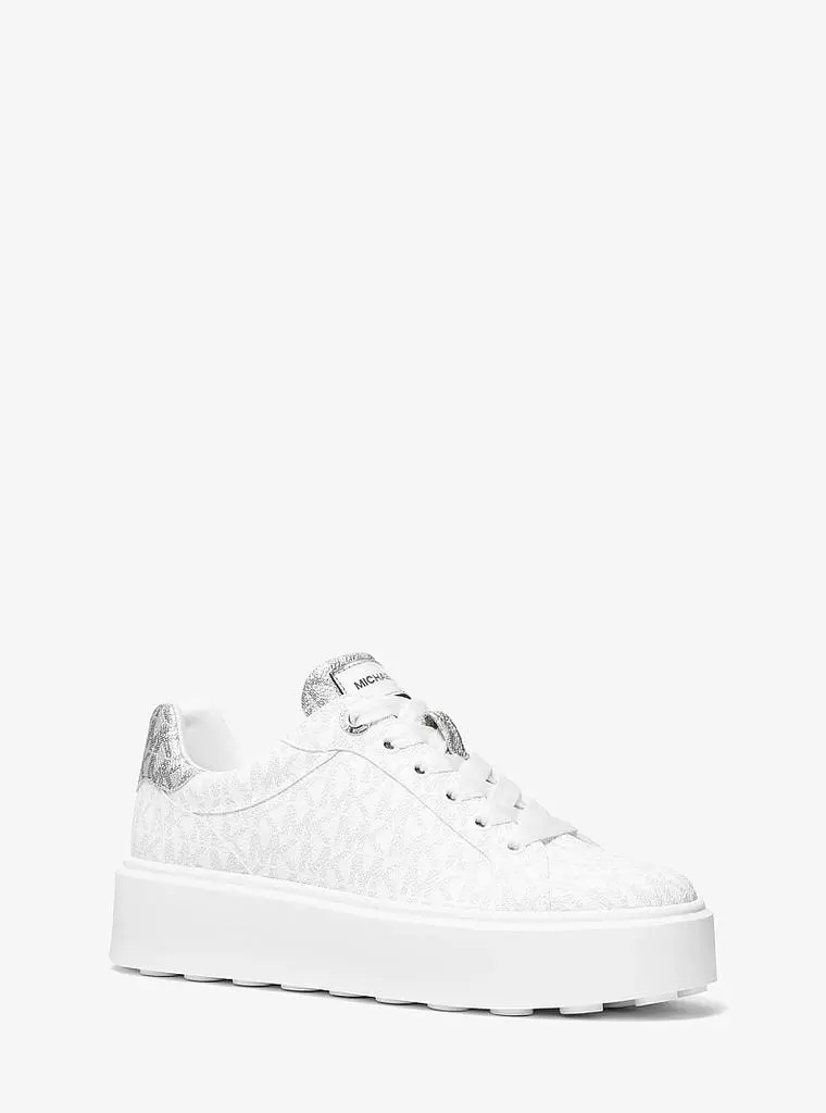 Michael Kors Romey Metallic Two-Tone Signature Logo Platform Sneaker