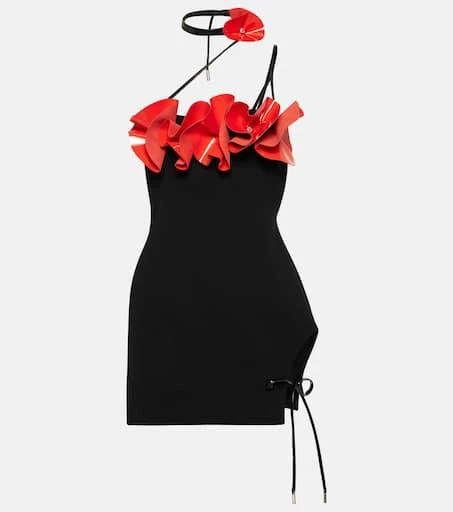 David Koma Floral-appliqué wool crepe minidress 1