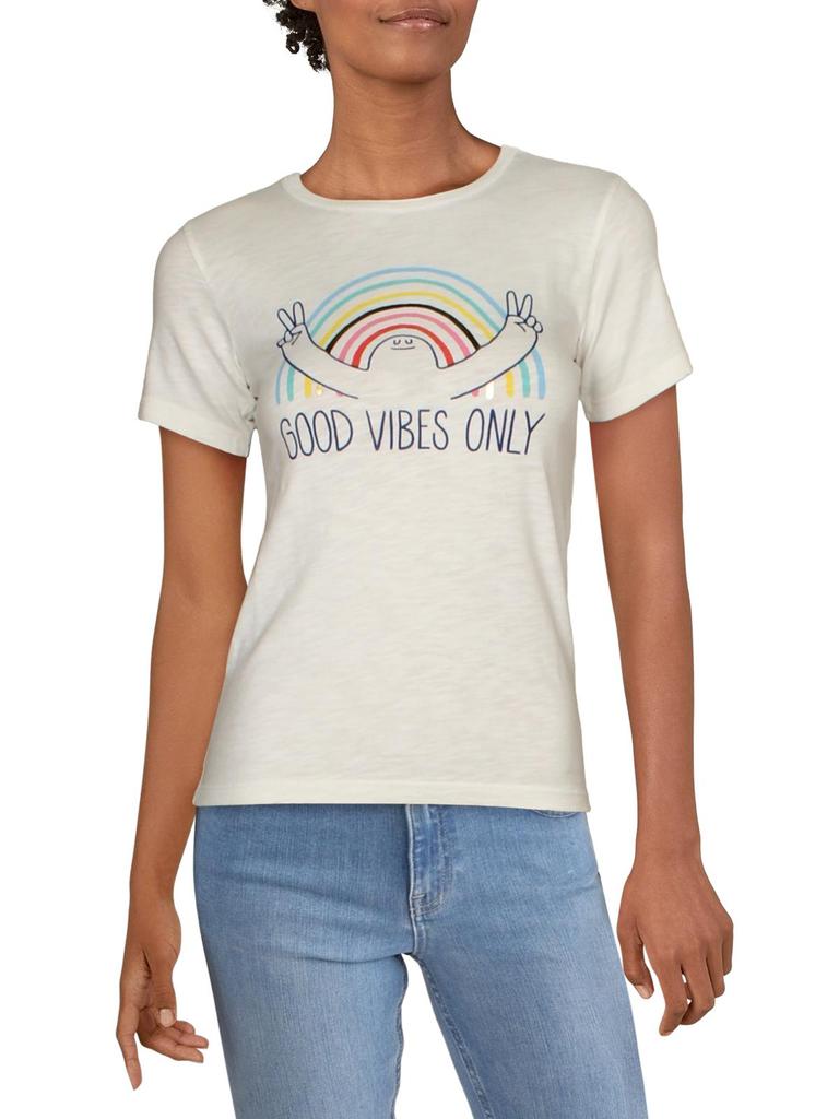 J. Crew Juniors Good Vibes Only Womens Graphic Short Sleeve T-Shirt