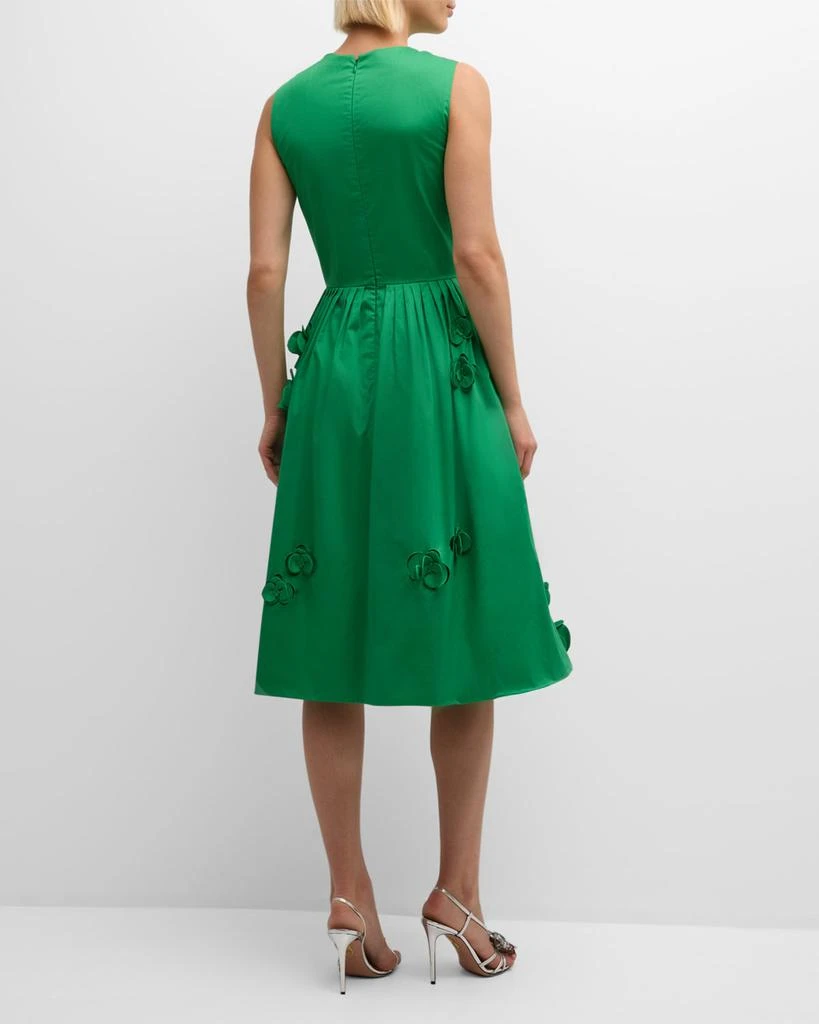 Oscar de la Renta Orchid Cutout Cotton-Twill Sleeveless Midi Dress 5
