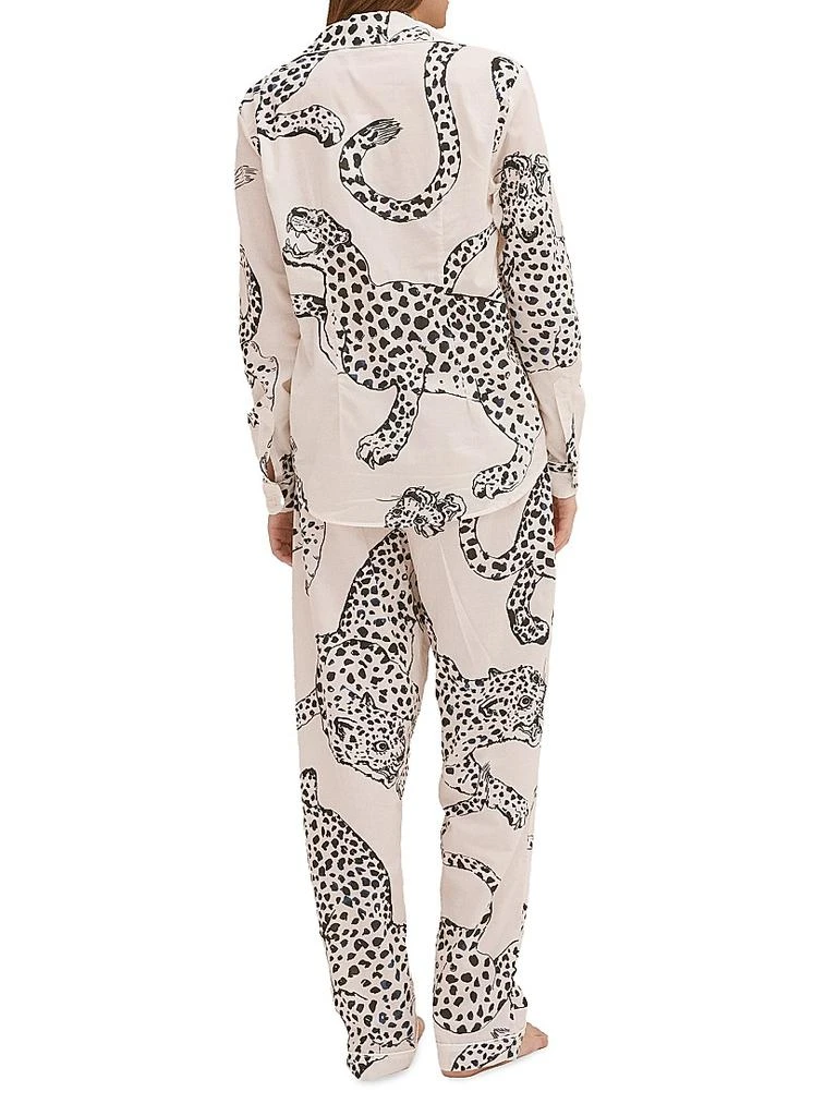 Desmond & Dempsey 2-Piece Jag-Print Cotton Pajama Set 4