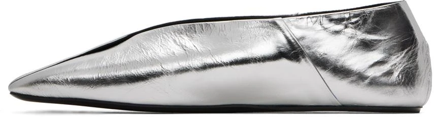 Jil Sander Silver Square Toe Ballerina Flats 3