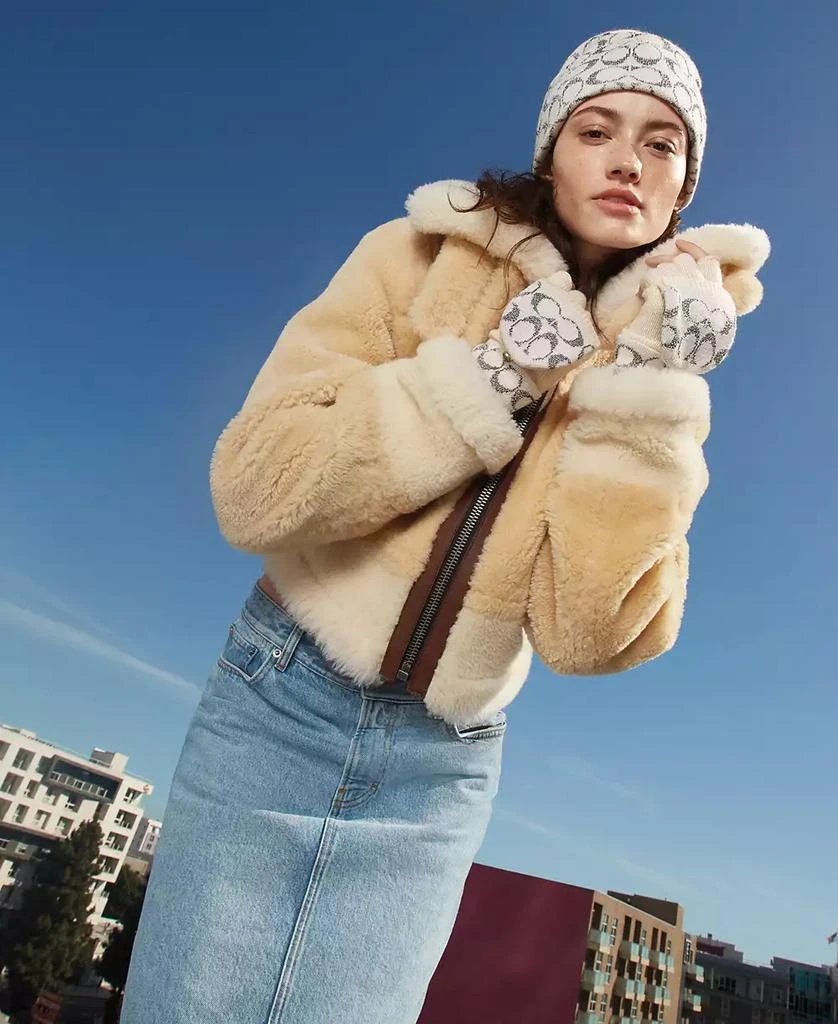 Coach Women's Cuffed Metallic Jacquard Logo Beanie 5