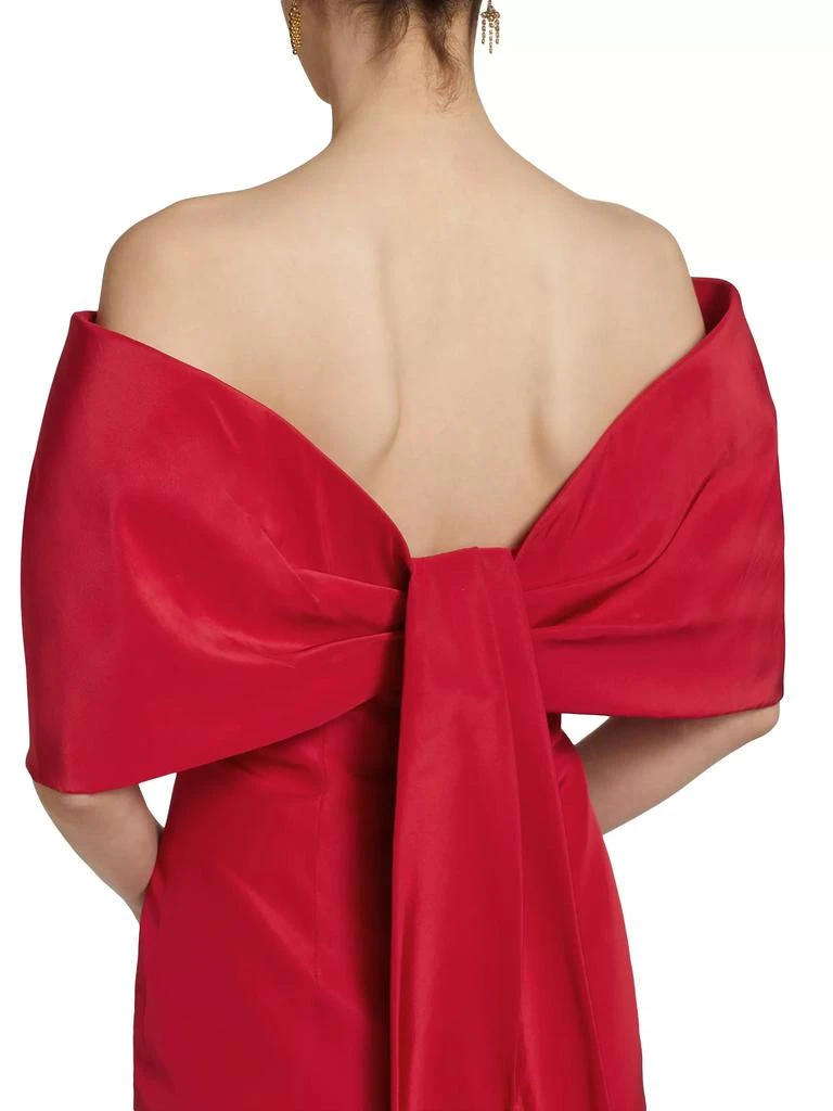Monique Lhuillier Off-The-Shoulder Silk Draped Column Gown 6