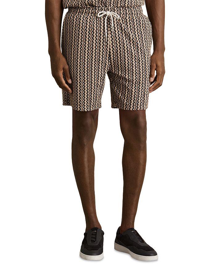 REISS Printed Drawstring 7.3" Shorts
