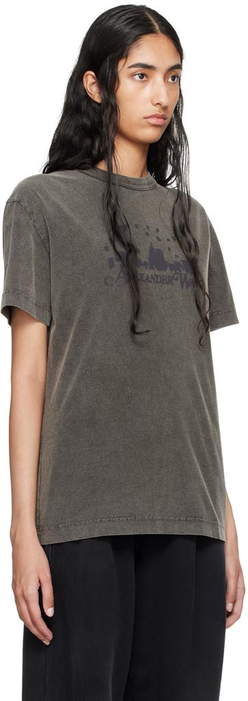 Alexander Wang Gray Distressed Skyline T-Shirt