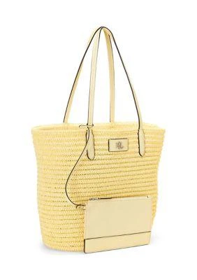 Ralph Lauren Ralph Lauren Leather Trim Straw Large Brie Tote Bag 3