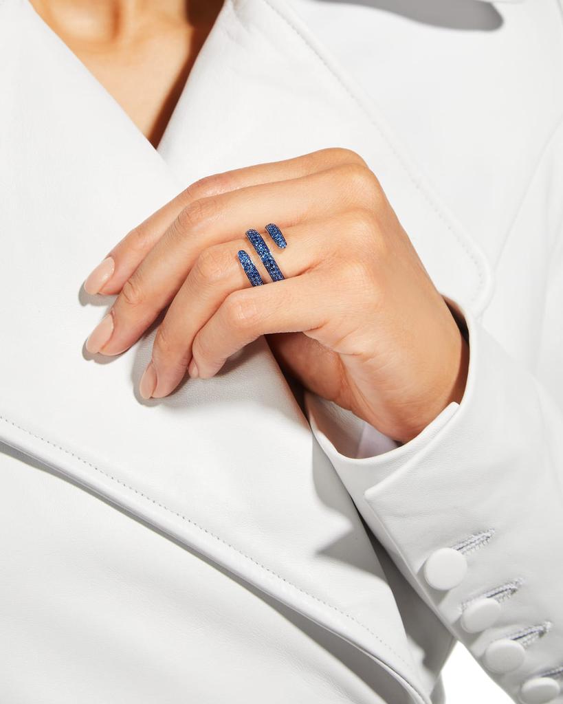 Graziela Gems Blue Rhodium and Blue Sapphire Coil Ring