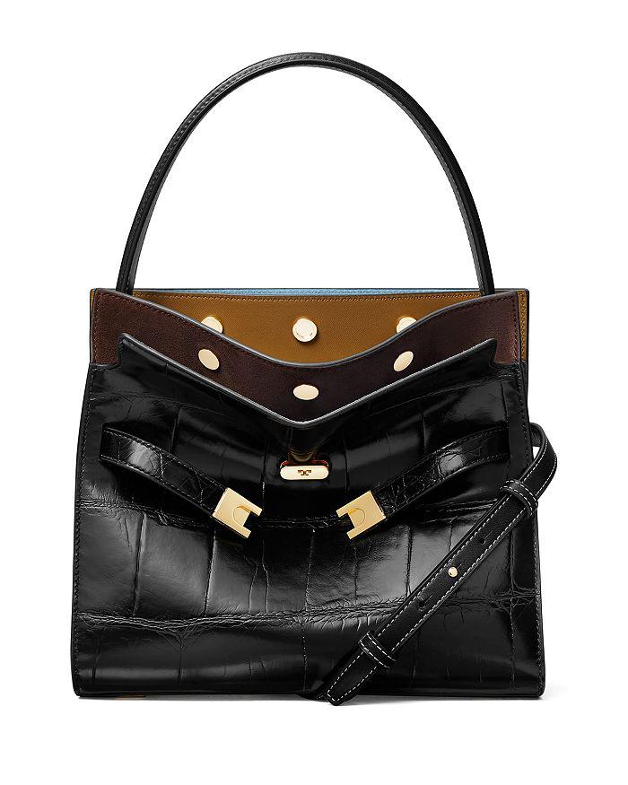 Tory Burch Lee Radziwill Croc Embossed Double Bag